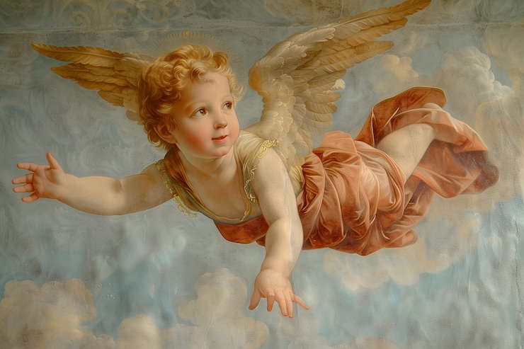 Foto gratuito arte digitale antica barocca degli angeli