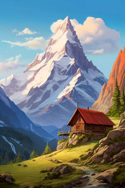 Arte digitale bellissime montagne