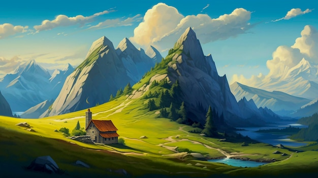 Arte digitale bellissime montagne