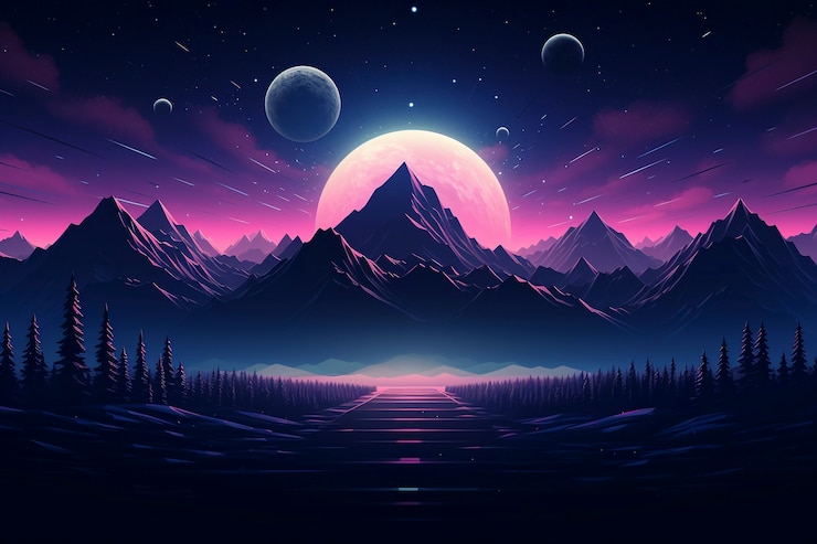 Foto gratuito arte digitale bellissime montagne