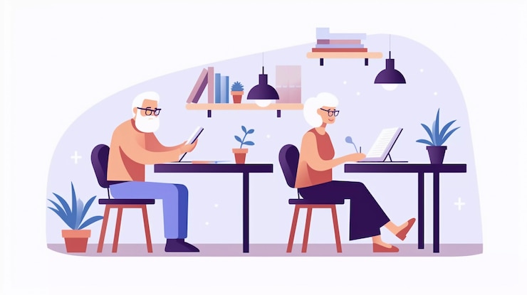 Foto gratuito arte digitale degli studenti senior che frequentano la scuola