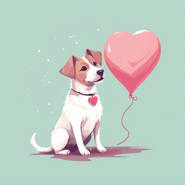 Arte digitale del giorno di San Valentino con cane e palloncino