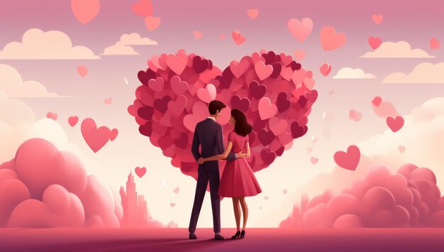 Arte digitale del giorno di San Valentino con una coppia romantica