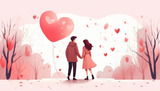 Arte digitale del giorno di San Valentino con una coppia romantica