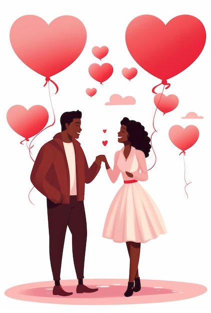 Arte digitale del giorno di San Valentino con una coppia romantica