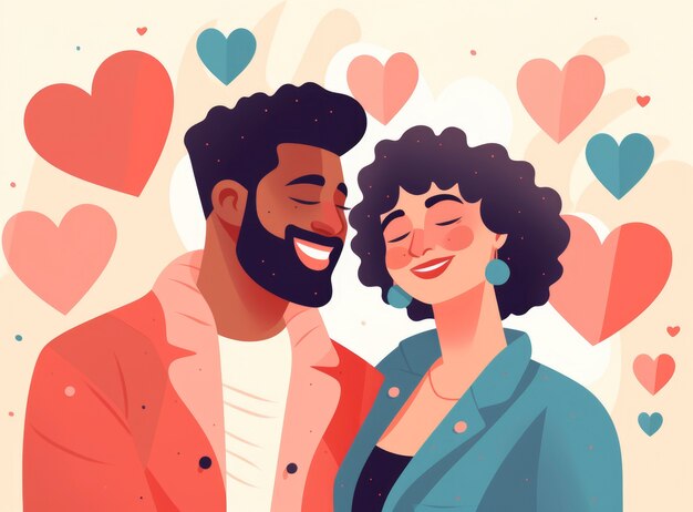 Arte digitale del giorno di San Valentino con una coppia romantica