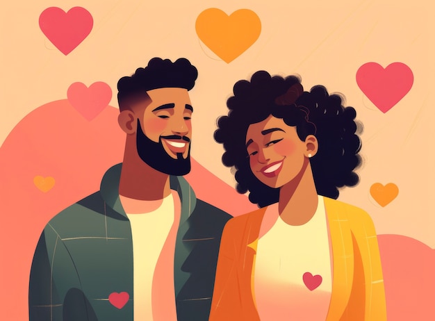 Arte digitale del giorno di San Valentino con una coppia romantica