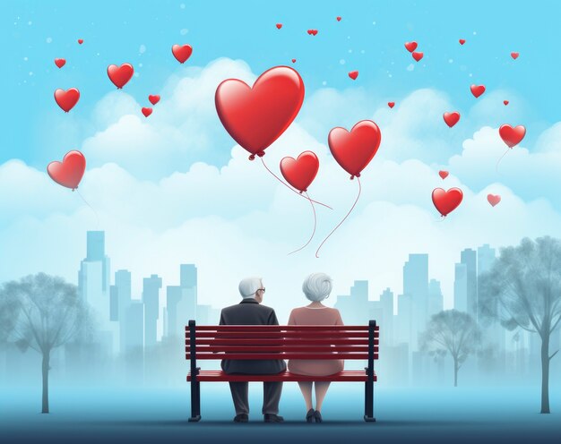 Arte digitale del giorno di San Valentino con una coppia romantica