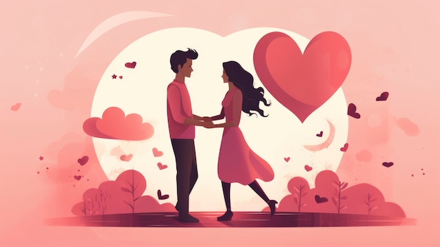 Arte digitale del giorno di San Valentino con una coppia romantica