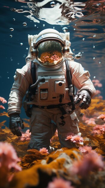 Arte digitale subacquea dell'astronauta