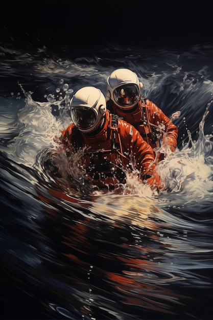 Arte digitale subacquea dell'astronauta