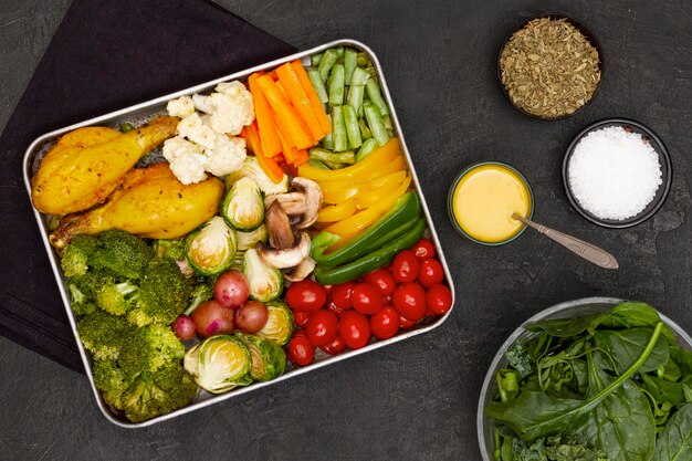 Assortimento di alimenti dietetici flessibili