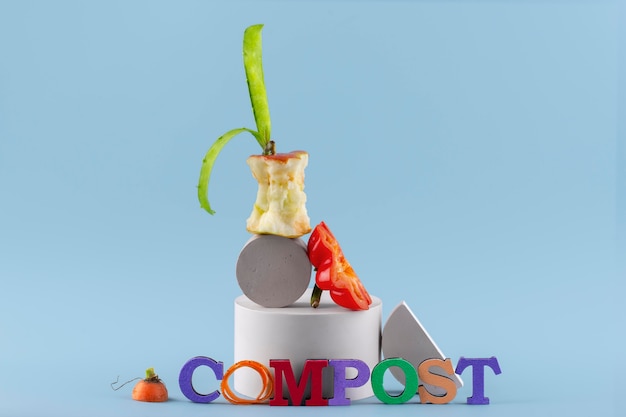 Assortimento di compost fatto di cibo avariato