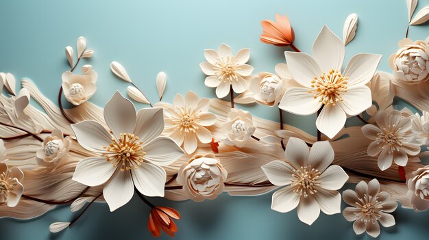 Assortimento di fiori astratti 3d
