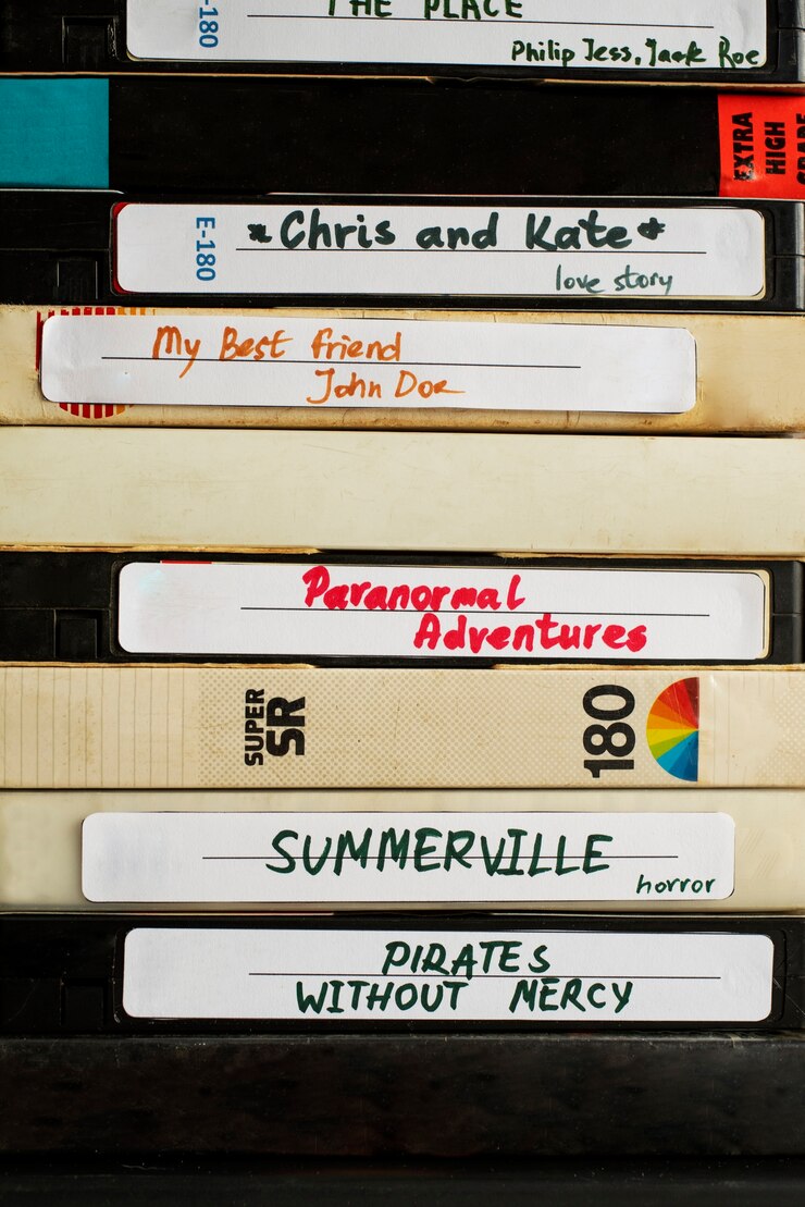 Foto gratuito assortimento di packaging vintage vhs