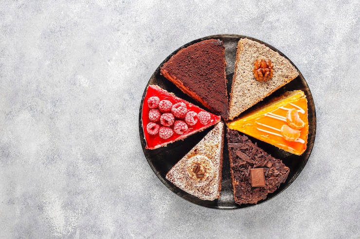 Foto gratuito assortimento di pezzi di torta.