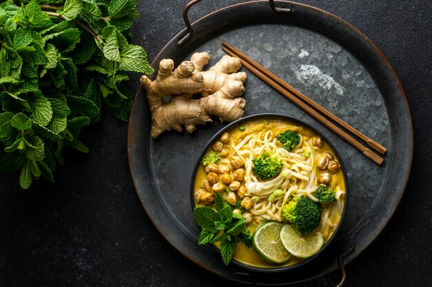 Assortimento di spaghetti su un tavolo scuro