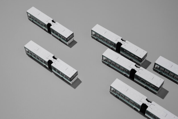 Assortimento di trasporti pubblici ad alto angolo