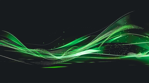 Astratto sfondo scuro con linee verdi AI generativa