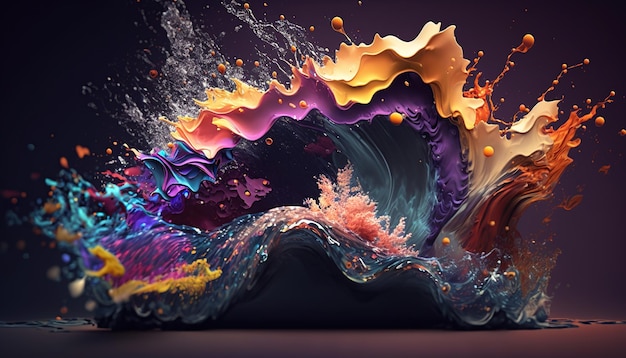 Astratto splash colorato sfondo 3d sfondo ai generativo