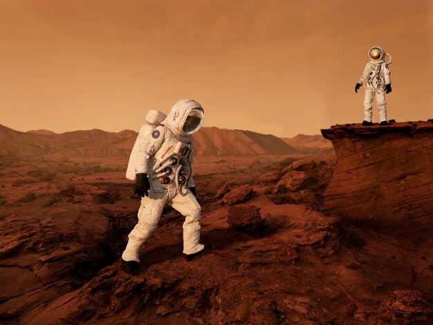 Astronauta sul collage di Marte