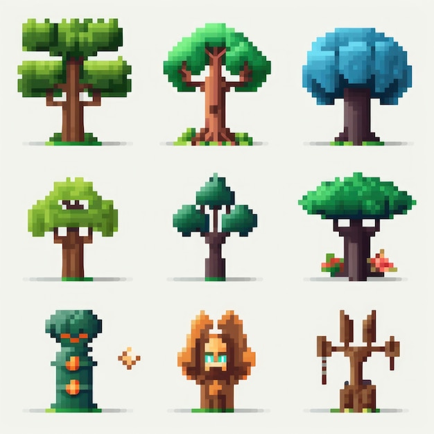 Attività di gioco di alberi a 8 bit