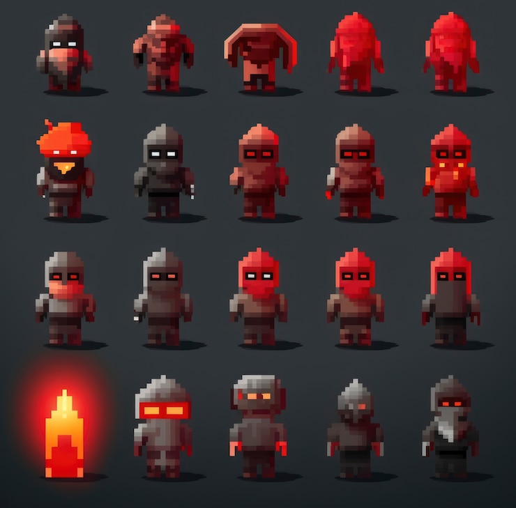 Foto gratuito attività di gioco di personaggi a 8 bit