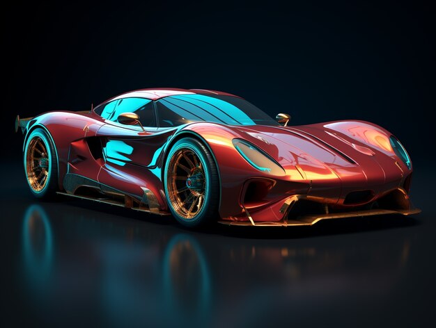 Auto 3D con colori vivaci