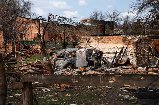 Auto danneggiata La guerra del russo in ucraina