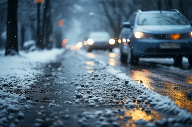 Auto in condizioni di neve estrema e clima invernale