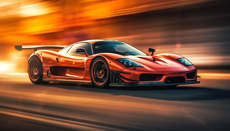 Foto gratuito auto sportiva futuristica illuminata da fari luminosi generativa ai