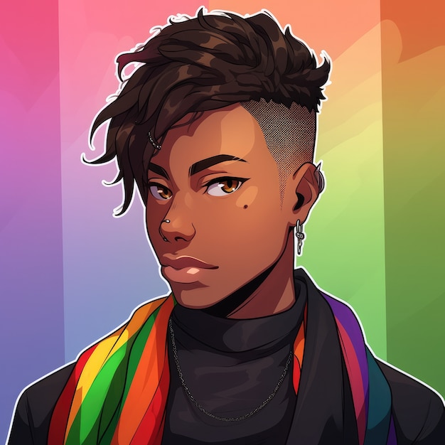 Avatar androgino di una persona queer non binaria