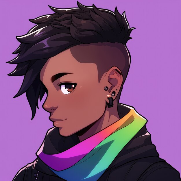 Avatar androgino di una persona queer non binaria