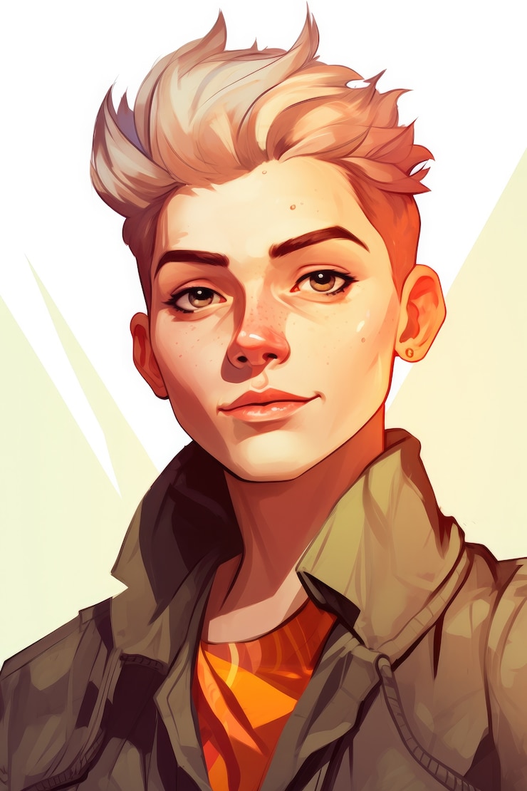 Foto gratuito avatar androgino di una persona queer non binaria