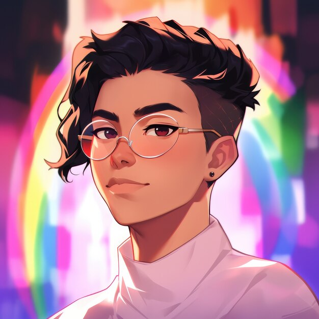 Avatar androgino di una persona queer non binaria