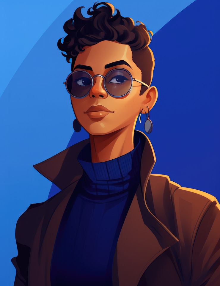 Foto gratuito avatar androgino di una persona queer non binaria