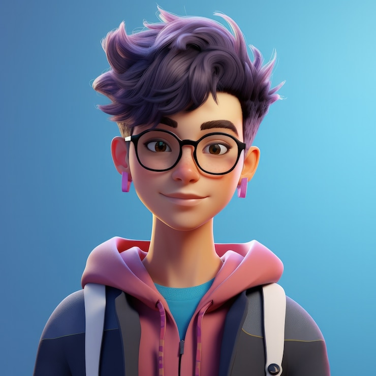 Foto gratuito avatar androgino di una persona queer non binaria