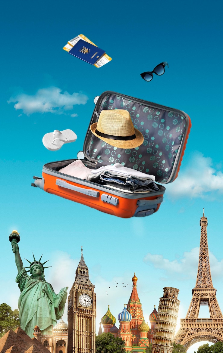 Foto gratuito avventura di viaggio con bagaglio