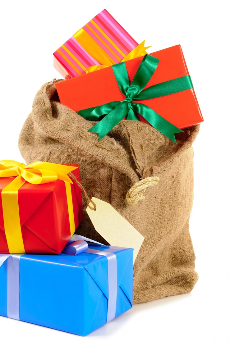 Foto gratuito babbo sacco con i regali di natale