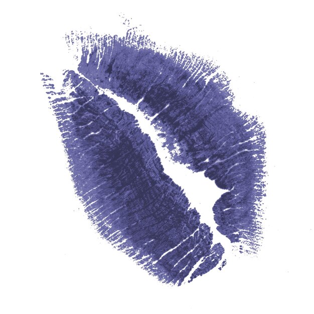 Bacio labbra viola isolato su sfondo bianco