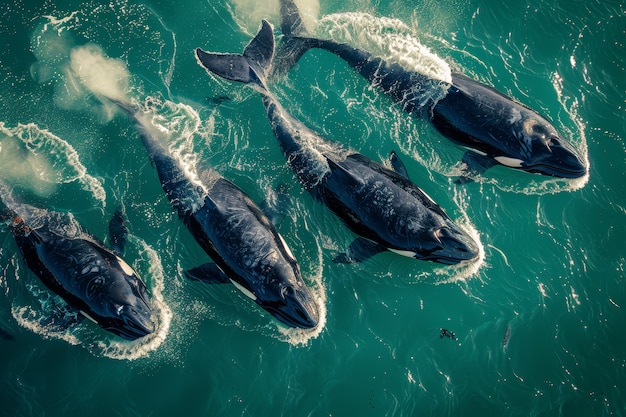 Balena fotorealista che attraversa l'oceano