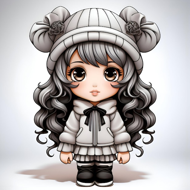 Bambina sveglia in un cappello e cappotto Illustrazione vettoriale