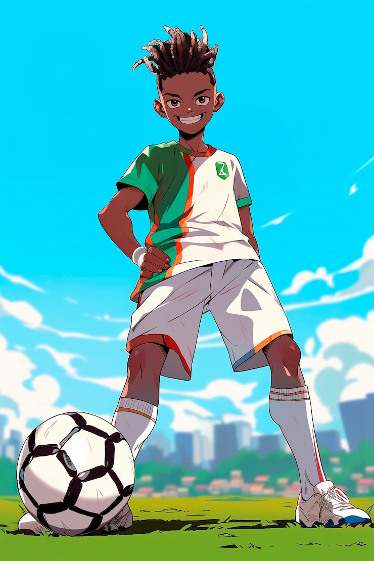 Foto gratuito bambini che giocano a calcio in cartone animato