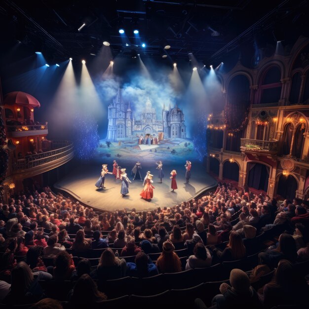 Bambini che recitano su un palco per il giorno del teatro delle parole