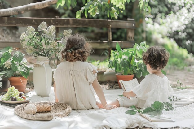 Bambini che si godono la giornata di picnic