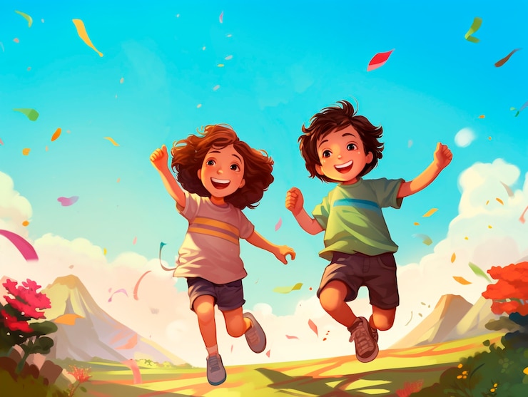 Foto gratuito bambini dei cartoni animati in giardino