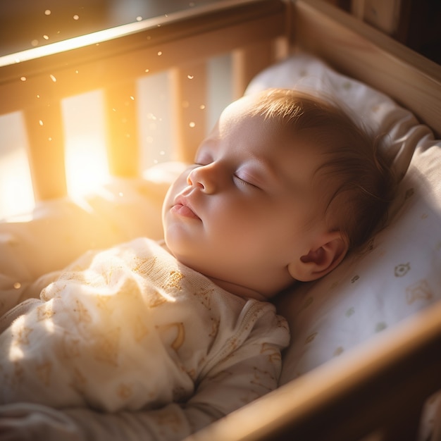 Bambino carino che dorme in casa