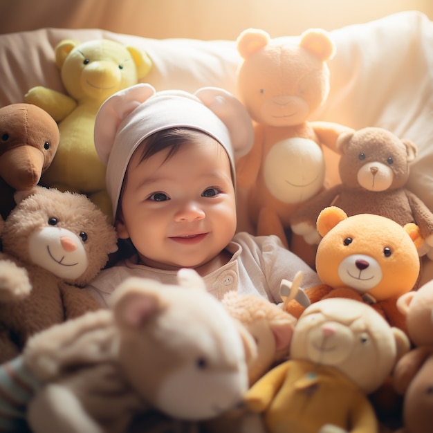 Bambino carino con i giocattoli