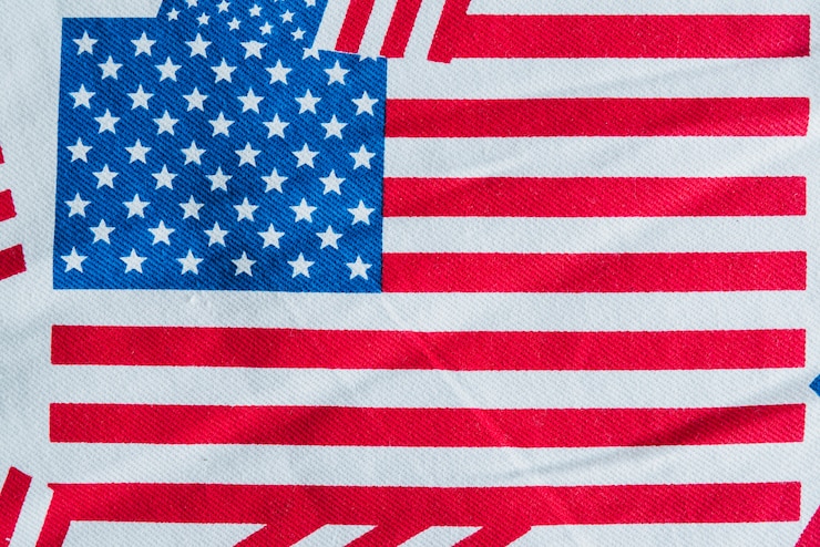 Foto gratuito bandiera americana stampata su tessuto