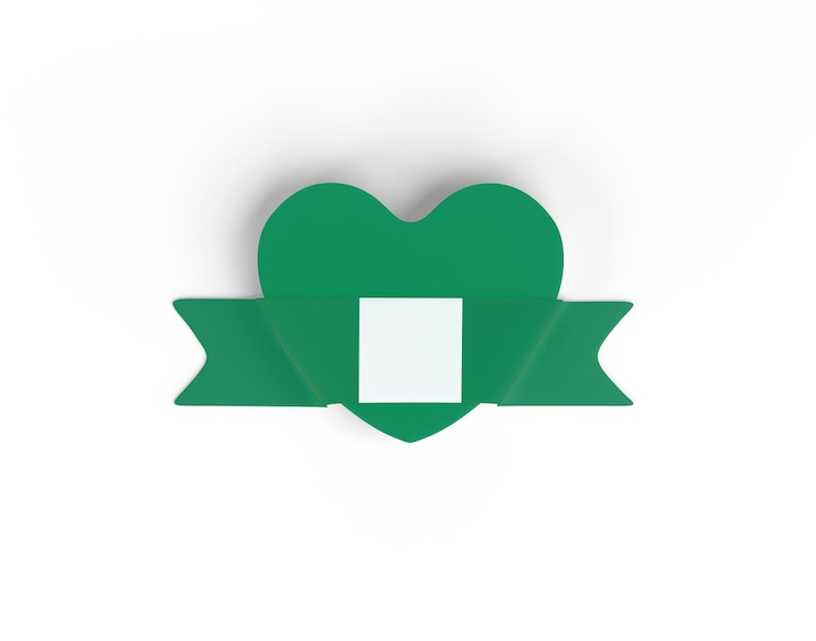 Foto gratuito bandiera del cuore della bandiera della nigeria